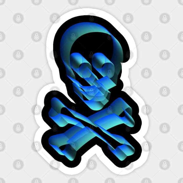 3d Psychedelic Skull And Crossbones Design Sticker by DankFutura